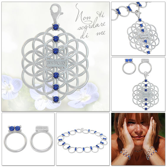 Anthea - charm in argento e zirconi blu